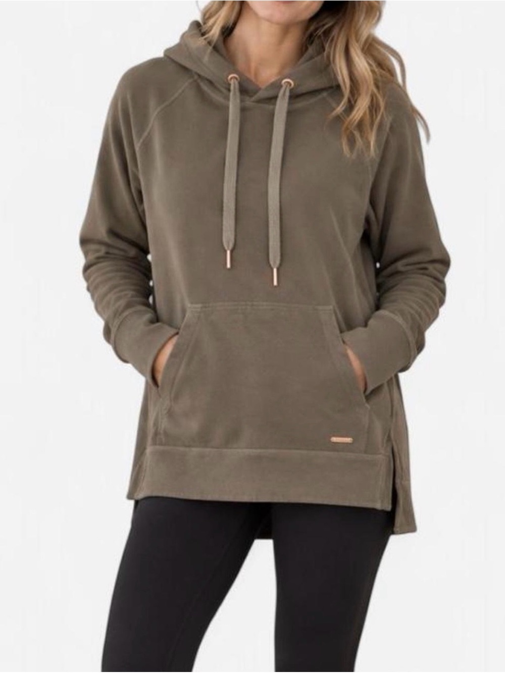 Sweaty Betty Olive Green Hooded Pullover Front Pocket Athleisure Women’s Small